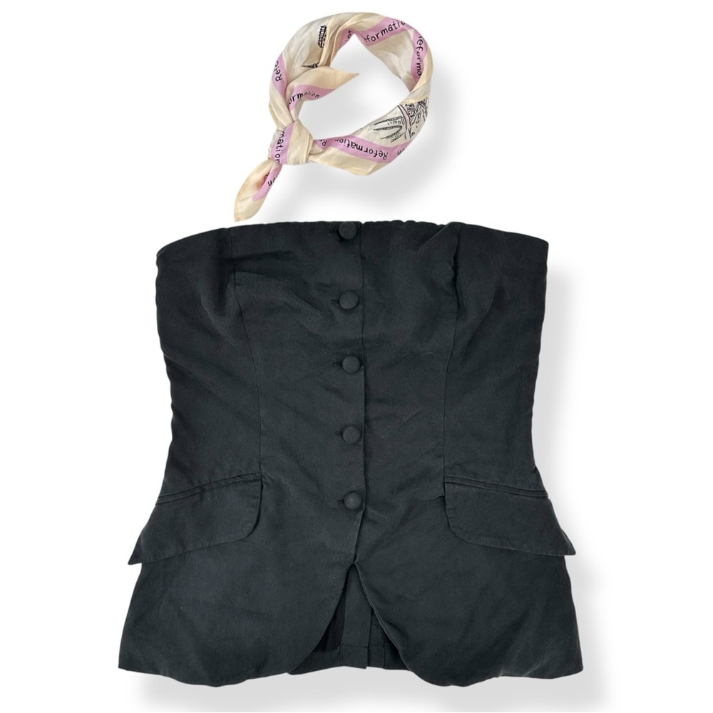 Reformation Tonya Top - Black Strapless Blazer Style Blouse Shirt Top sz 6 - Picture 11 of 13